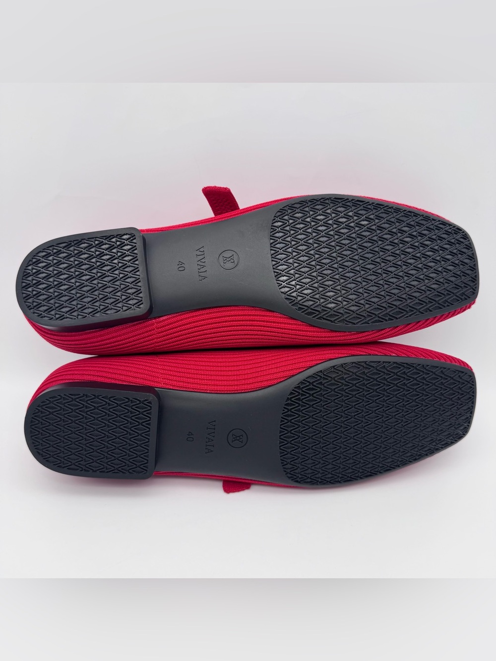VIVAIA Margot Mary Jane Flats Ruby Red Square Toe Women EU 40 US 8.5-9 VGUC - Picture 7 of 8